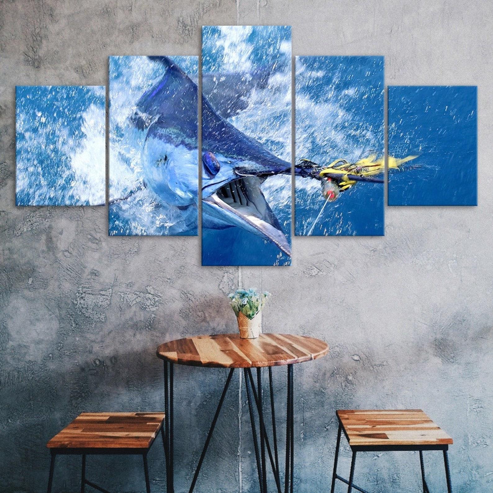Big Blue Marlin Jumping Fish 5 Piece Five Panel Wall Canvas Print Modern Art Poster Picture Home Decor Gift For Him Her 20X35 20X45 20X55CM
Big Blue Marlin Jumping Fish 5 Piece Five Panel Wall Canvas Print Modern Art Poster Picture Home Decor Gift For Him Her 20X35 20X45 20X55CM