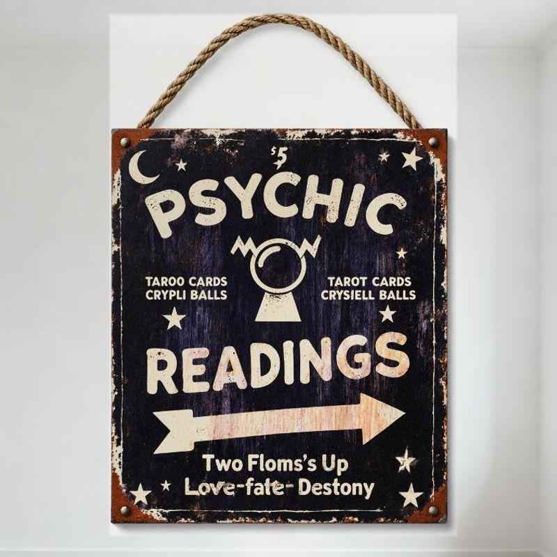 Vintage Psychic Tarot Crystal Ball Reading Tin Sign - Dark Blue Background White Text Metal Hanging Sign with Rivets & Rope for 20x30cm(7.8x11.8inch)
Vintage Psychic Tarot Crystal Ball Reading Tin Sign - Dark Blue Background White Text Metal Hanging Sign with Rivets & Rope for 20x30cm(7.8x11.8inch)