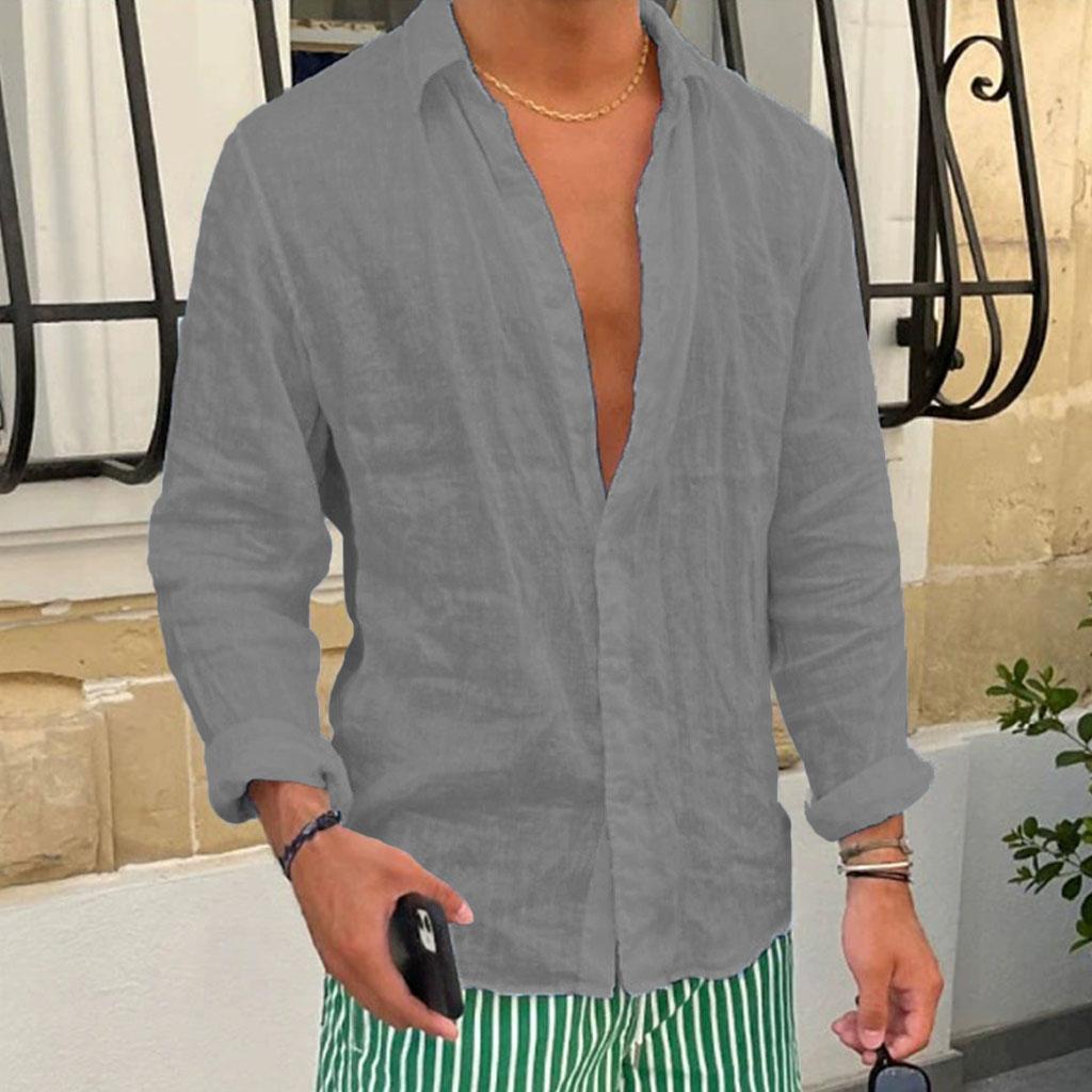 Летняя мужская белая льняная рубашка с длинным рукавом - Повседневная, легкая и удобная, идеально подходит для отпуска XXXL серый
Летняя мужская белая льняная рубашка с длинным рукавом - Повседневная, легкая и удобная, идеально подходит для отпуска XXXL серый