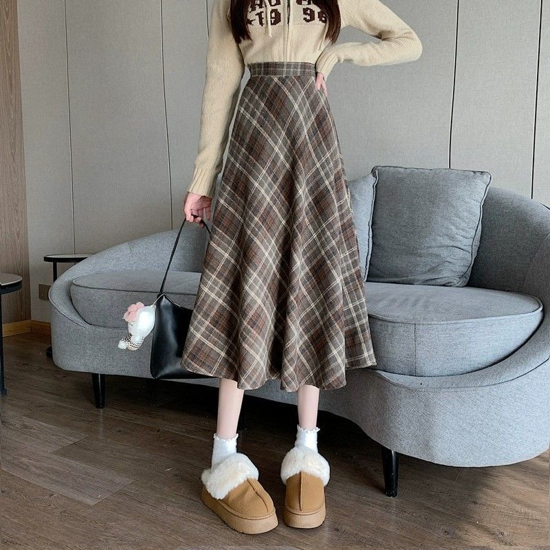 Melard Design Plaid Woolen Midi Skirt for Women - Fall/Winter Slim-Fit A-Line Vintage Niche Half Skirt XL
Melard Design Plaid Woolen Midi Skirt for Women - Fall/Winter Slim-Fit A-Line Vintage Niche Half Skirt XL