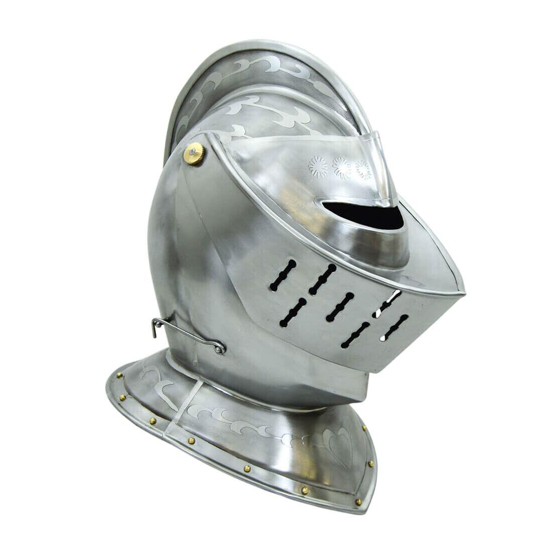 Европейский закрытый шлем с гравировкой - 18 калибр стали подарок для косплея LARP