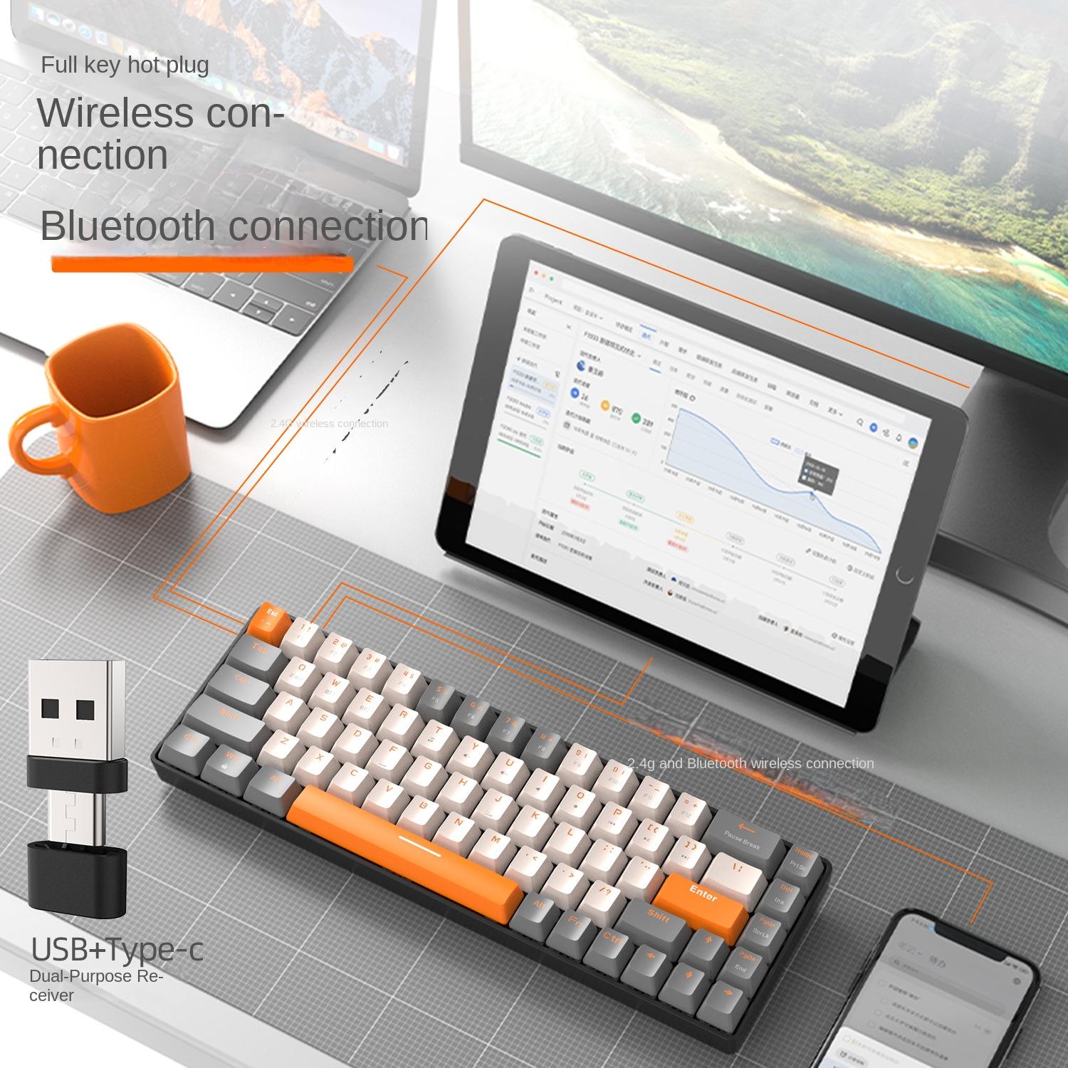 Беспроводная двухрежимная механическая клавиатура Bluetooth, индивидуальная игра с подбором цветов, механическая клавиатура с горячей заменой
Беспроводная двухрежимная механическая клавиатура Bluetooth, индивидуальная игра с подбором цветов, механическая клавиатура с горячей заменой