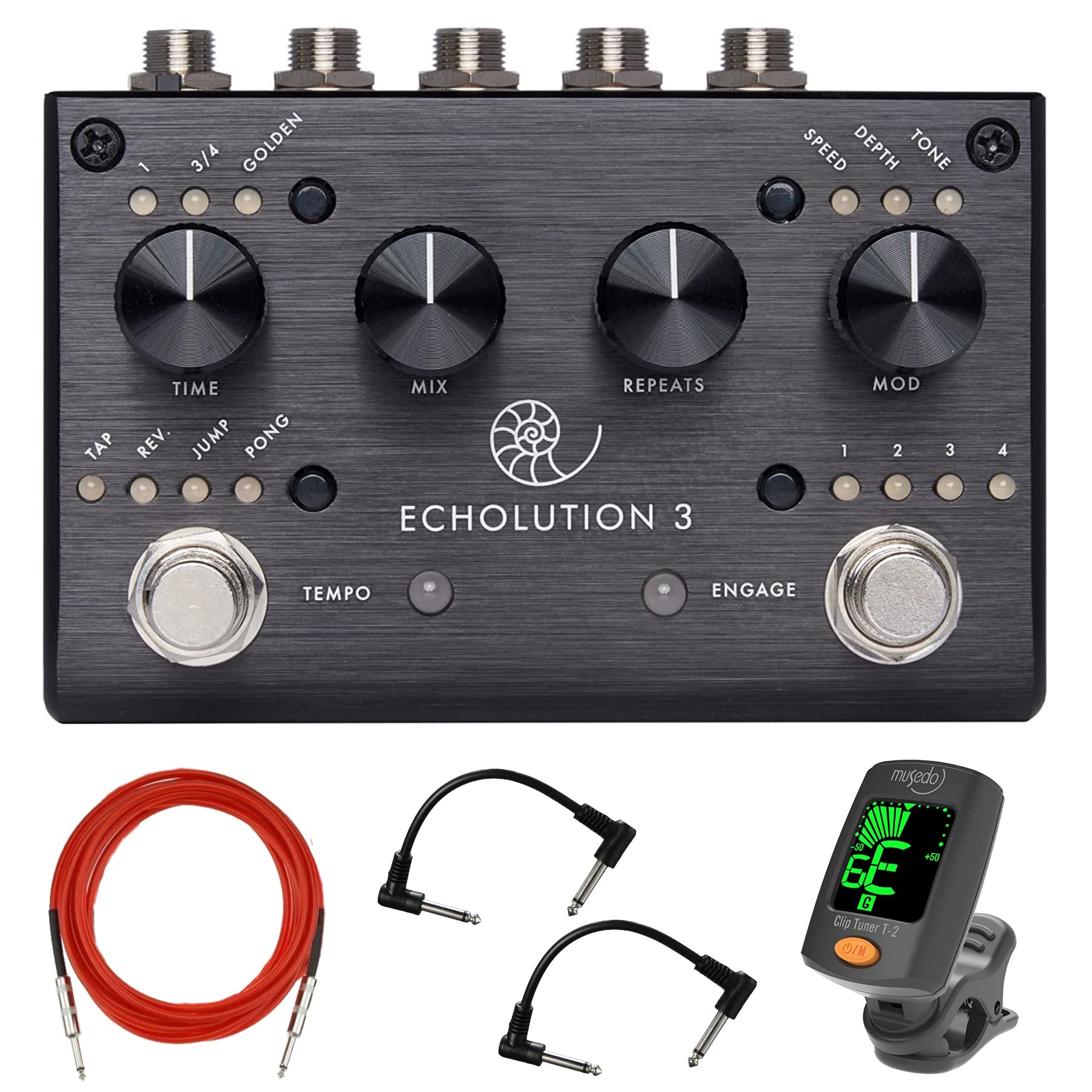 Pigtronix Echolution 3 Stereo Delay Guitar Pedal Instrument Cable 2 Patch Cable Set Tuner Multi-Tap – Clip-on
Pigtronix Echolution 3 Stereo Delay Guitar Pedal Instrument Cable 2 Patch Cable Set Tuner Multi-Tap – Clip-on