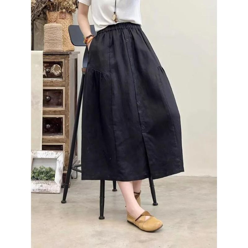 Womens Solid Color Linen Elastic Waist Midi Skirt M чорний
Womens Solid Color Linen Elastic Waist Midi Skirt M чорний