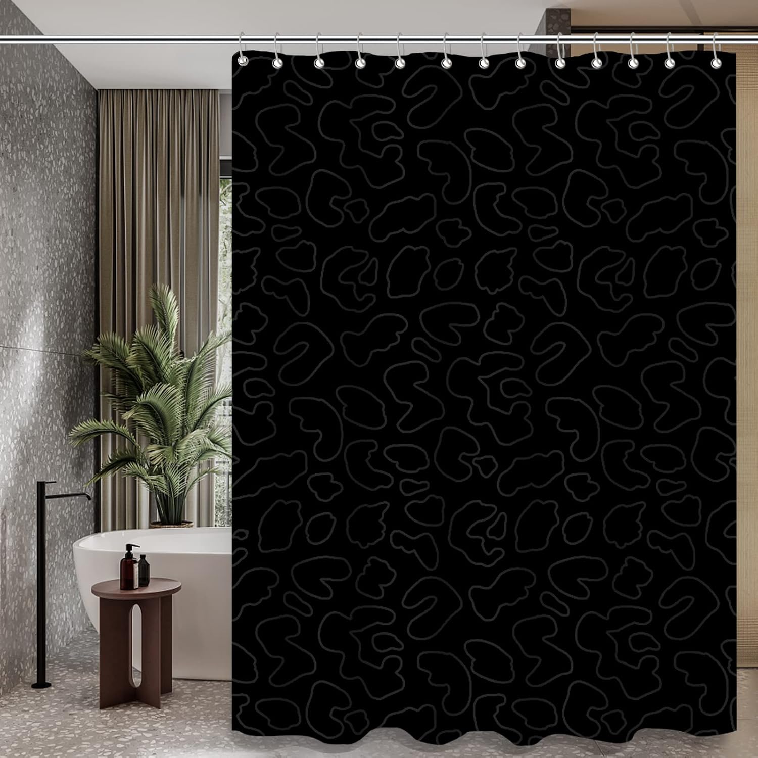 Leopard Shower Curtain Black Cheetah Print Polyester Fabric Shower Curtain Set for Bathroom with 12 Hook 120x180cm
Leopard Shower Curtain Black Cheetah Print Polyester Fabric Shower Curtain Set for Bathroom with 12 Hook 120x180cm