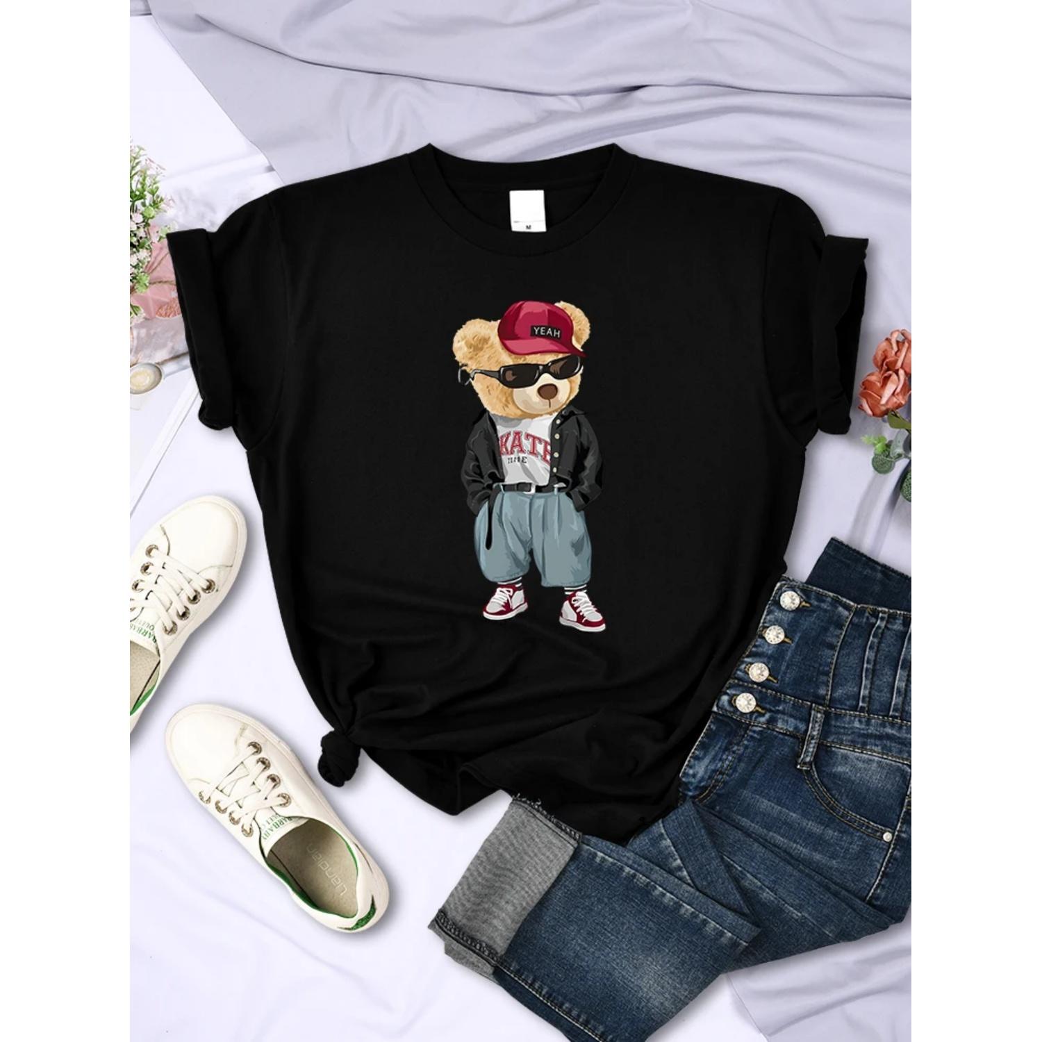 Teddy Bear S Fashion Outfit Of The Day Funny Print T-Shirt Women Summer Breathable Short Sleeve Casual Soft Tshirt Street Tees S чёрный
Teddy Bear S Fashion Outfit Of The Day Funny Print T-Shirt Women Summer Breathable Short Sleeve Casual Soft Tshirt Street Tees S чёрный