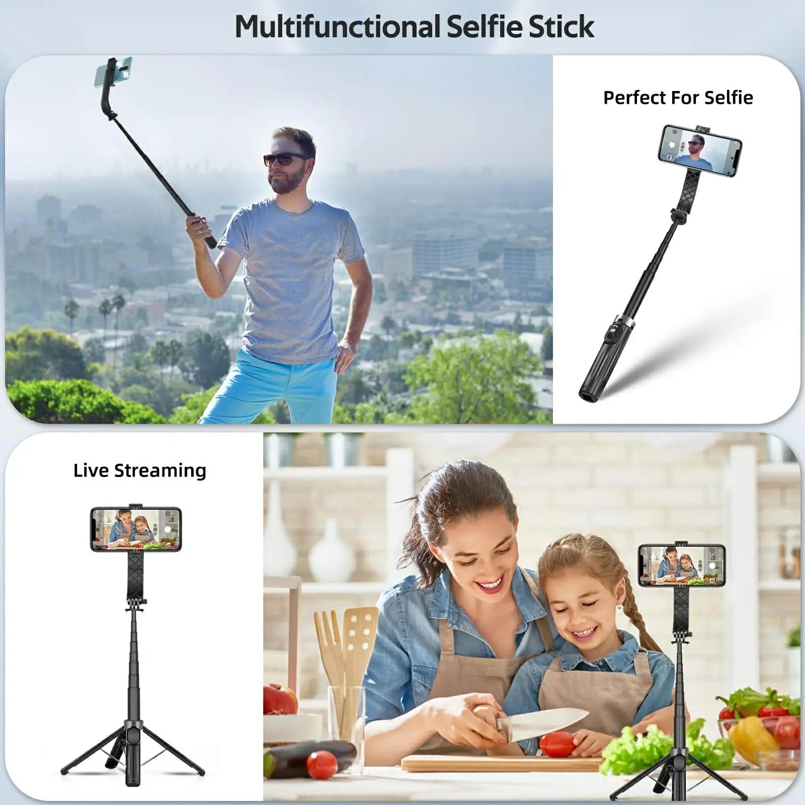 P07 2nd Gen V1 Phone Holder Selfie Stick 4-Leg Floor Stand with Bluetooth-compatible Remote Control+1 Fill Light Black
P07 2nd Gen V1 Phone Holder Selfie Stick 4-Leg Floor Stand with Bluetooth-compatible Remote Control+1 Fill Light Black