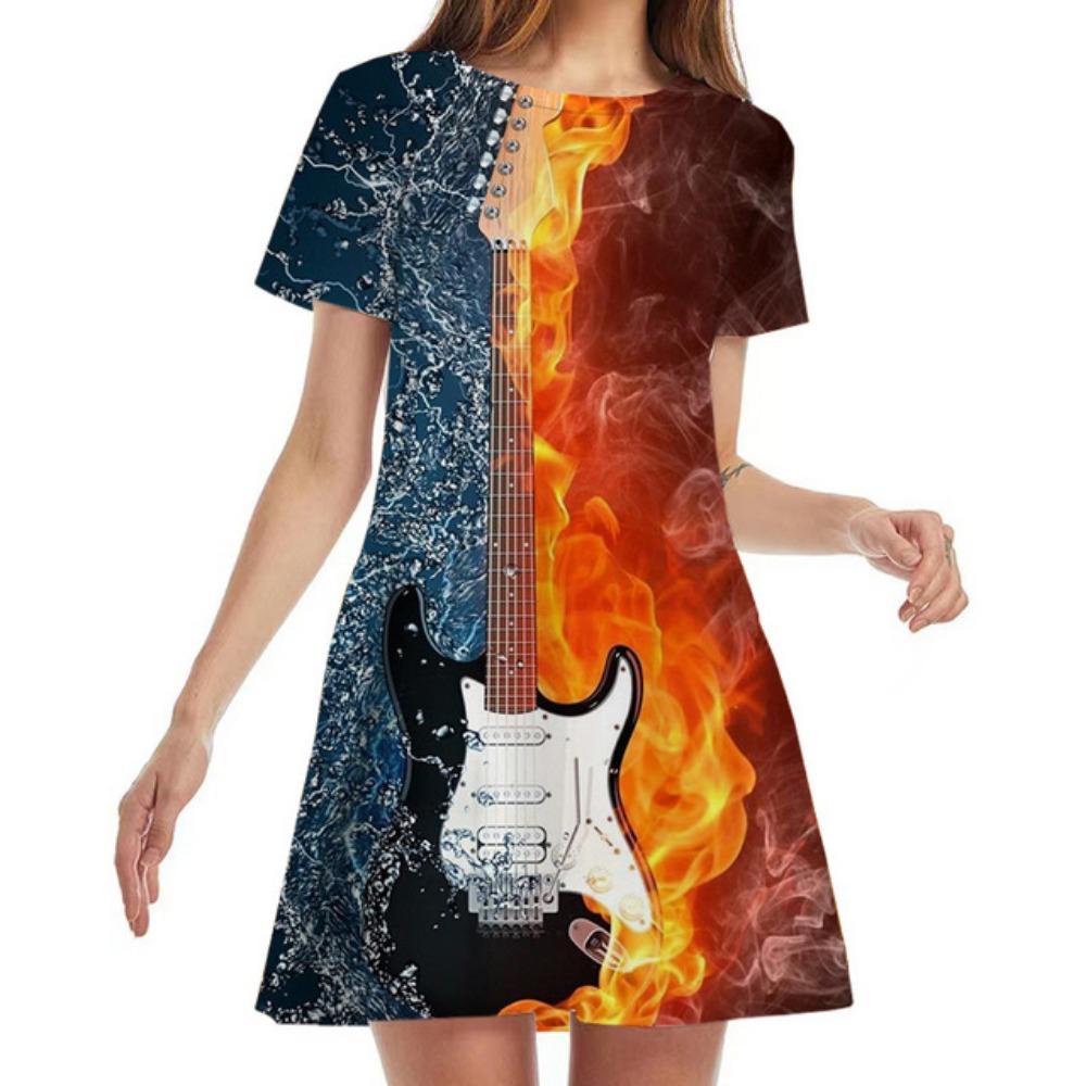 Guitar 3d Pattern Printing Ladies Dress Summer Fashion Street Hip-hop Rock Music A-line Dress Casual Short-sleeved Party Mini Dress 6XL
Guitar 3d Pattern Printing Ladies Dress Summer Fashion Street Hip-hop Rock Music A-line Dress Casual Short-sleeved Party Mini Dress 6XL