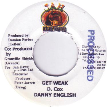 7inch Record DANNY ENGLISH / RISTO BENJI - Get Weak / Bah NONE Jah Dawg 2002 Jamaica Reggae, Ska & Dub Used
7inch Record DANNY ENGLISH / RISTO BENJI - Get Weak / Bah NONE Jah Dawg 2002 Jamaica Reggae, Ska & Dub Used