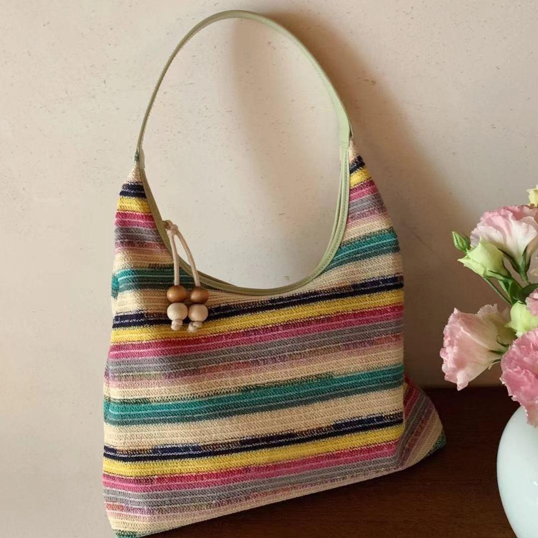 Rainbow Color Tote Bag Women S Seaside Woven Large-Capacity Shoulder Bag Lazy Wind Beach Bag Tide веселковий
Rainbow Color Tote Bag Women S Seaside Woven Large-Capacity Shoulder Bag Lazy Wind Beach Bag Tide веселковий