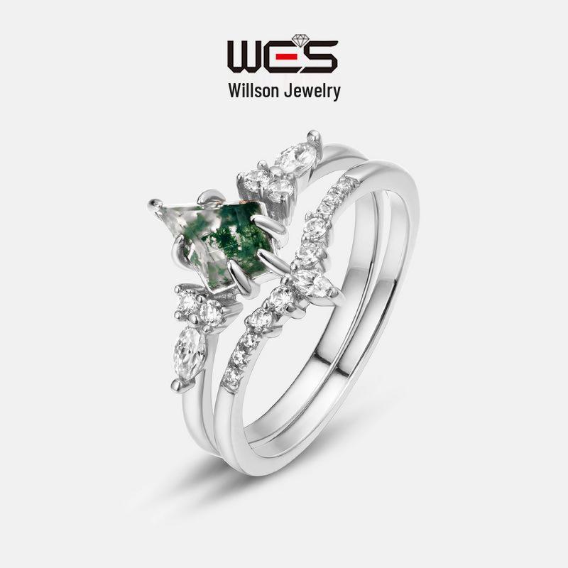 S925 Silver Green Moss Agate Ring - European & American Light Luxury Fashion US Size 8
S925 Silver Green Moss Agate Ring - European & American Light Luxury Fashion US Size 8