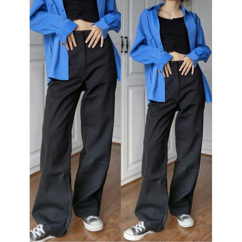 Fitting Room Height Retro Mop Wide Leg Pants Spring and Summer Leisure Easiest for Match Washed High Waist Thin Denim Black 30
Fitting Room Height Retro Mop Wide Leg Pants Spring and Summer Leisure Easiest for Match Washed High Waist Thin Denim Black 30