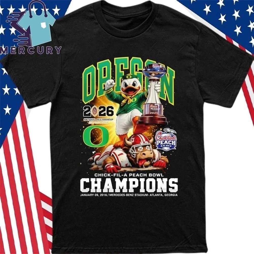 Ducks 2026 CFP Peach Bowl Champions Mascot T-Shirt S
Ducks 2026 CFP Peach Bowl Champions Mascot T-Shirt S