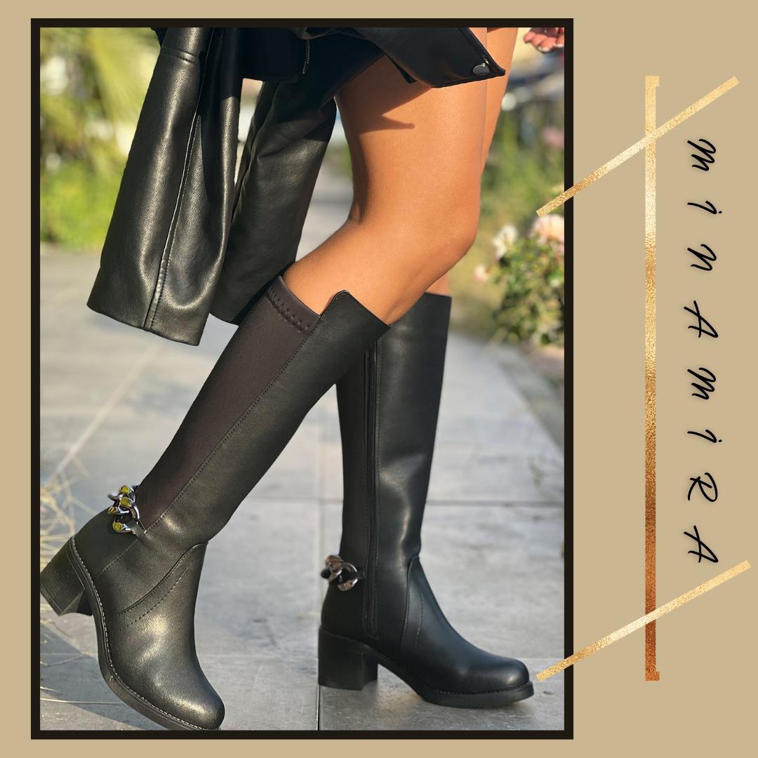 Женские сапоги на каблуке с эластичной пряжкой на молнии Catena 
Женские сапоги на каблуке с эластичной пряжкой на молнии Catena