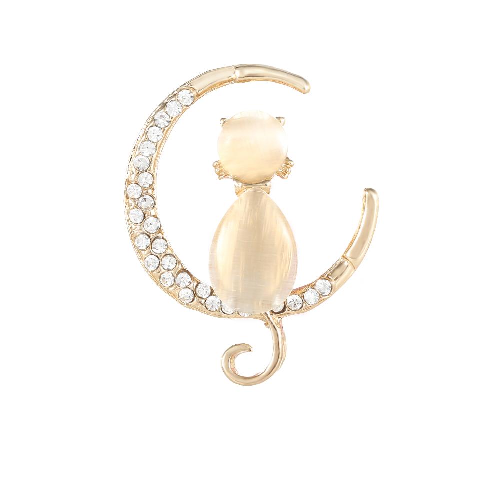 Cute Cat On The Moon Design Opal Lapel Pins Pretty Kitten Kitty Shaped Crystal Golden Brooches Pet Owner Badge
Cute Cat On The Moon Design Opal Lapel Pins Pretty Kitten Kitty Shaped Crystal Golden Brooches Pet Owner Badge