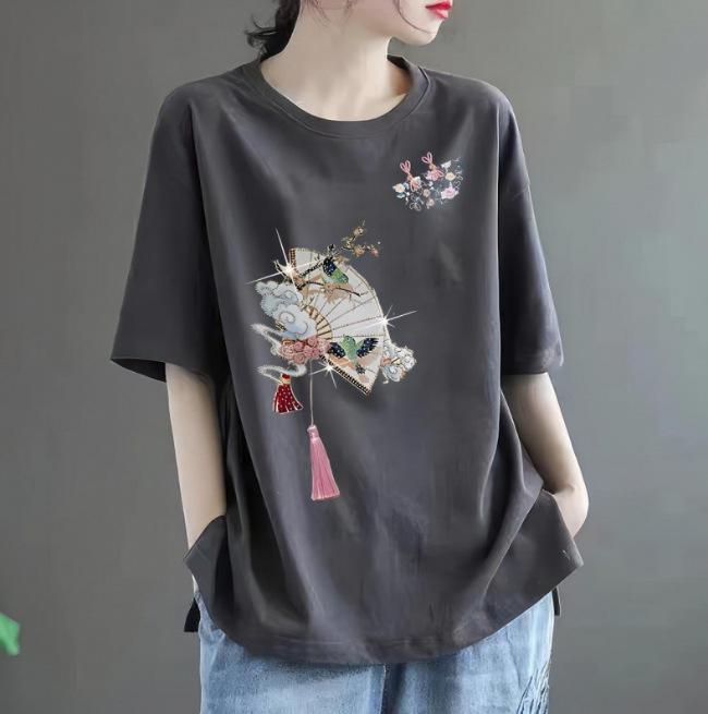 Women s Chinese-Style Short-Sleeve T-Shirt Elegant and Fitted Chinese-Style Loose-Fit Top 3XL
Women s Chinese-Style Short-Sleeve T-Shirt Elegant and Fitted Chinese-Style Loose-Fit Top 3XL