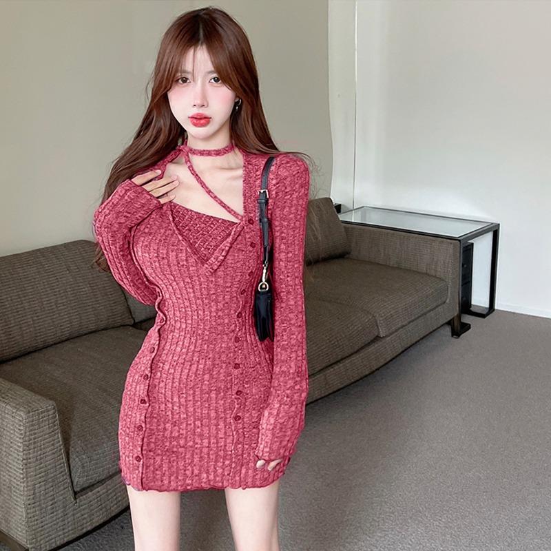 Women s Dress Solid Color Split Short Style Long Sleeve Design Halter One Size
Women s Dress Solid Color Split Short Style Long Sleeve Design Halter One Size