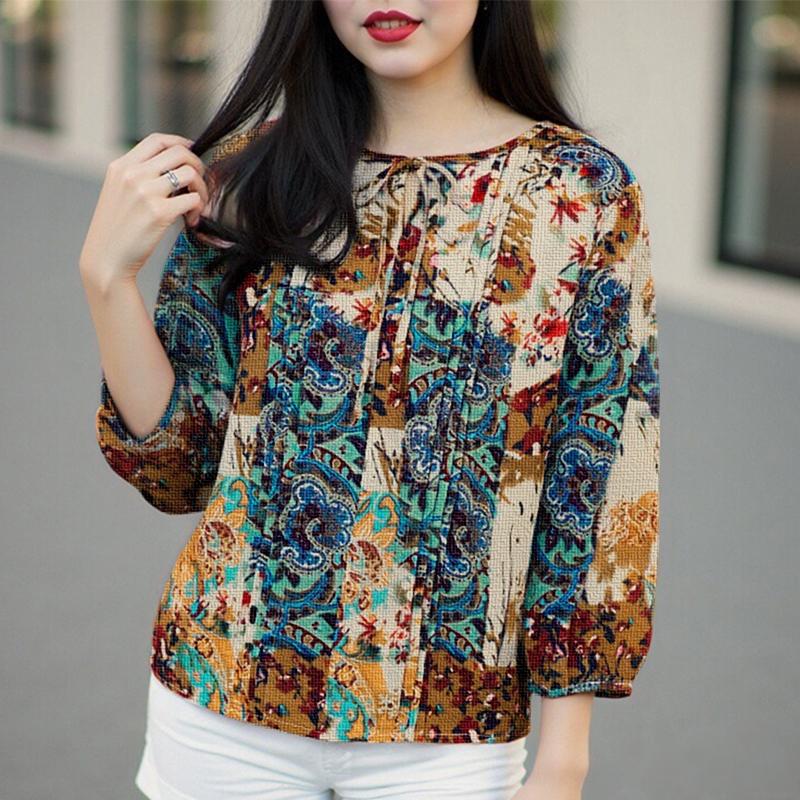 ZANZEA Женская повседневная блузка с круглым вырезом и рукавами 3/4 свободного кроя с этническим принтом 5XL хаки
ZANZEA Женская повседневная блузка с круглым вырезом и рукавами 3/4 свободного кроя с этническим принтом 5XL хаки