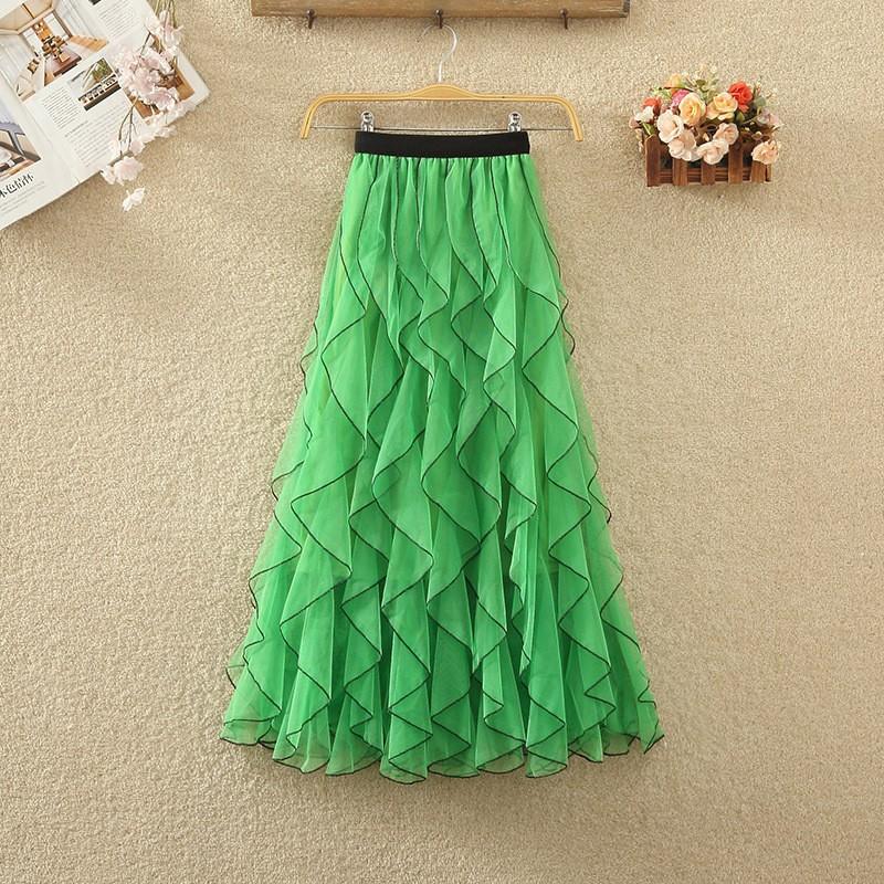 Wavy Mesh Skirt Women s Summer High Waist Fairy Ruffled Skirt Mid-length A-line Skirt Gauze Skirt One size fits all зелений
Wavy Mesh Skirt Women s Summer High Waist Fairy Ruffled Skirt Mid-length A-line Skirt Gauze Skirt One size fits all зелений