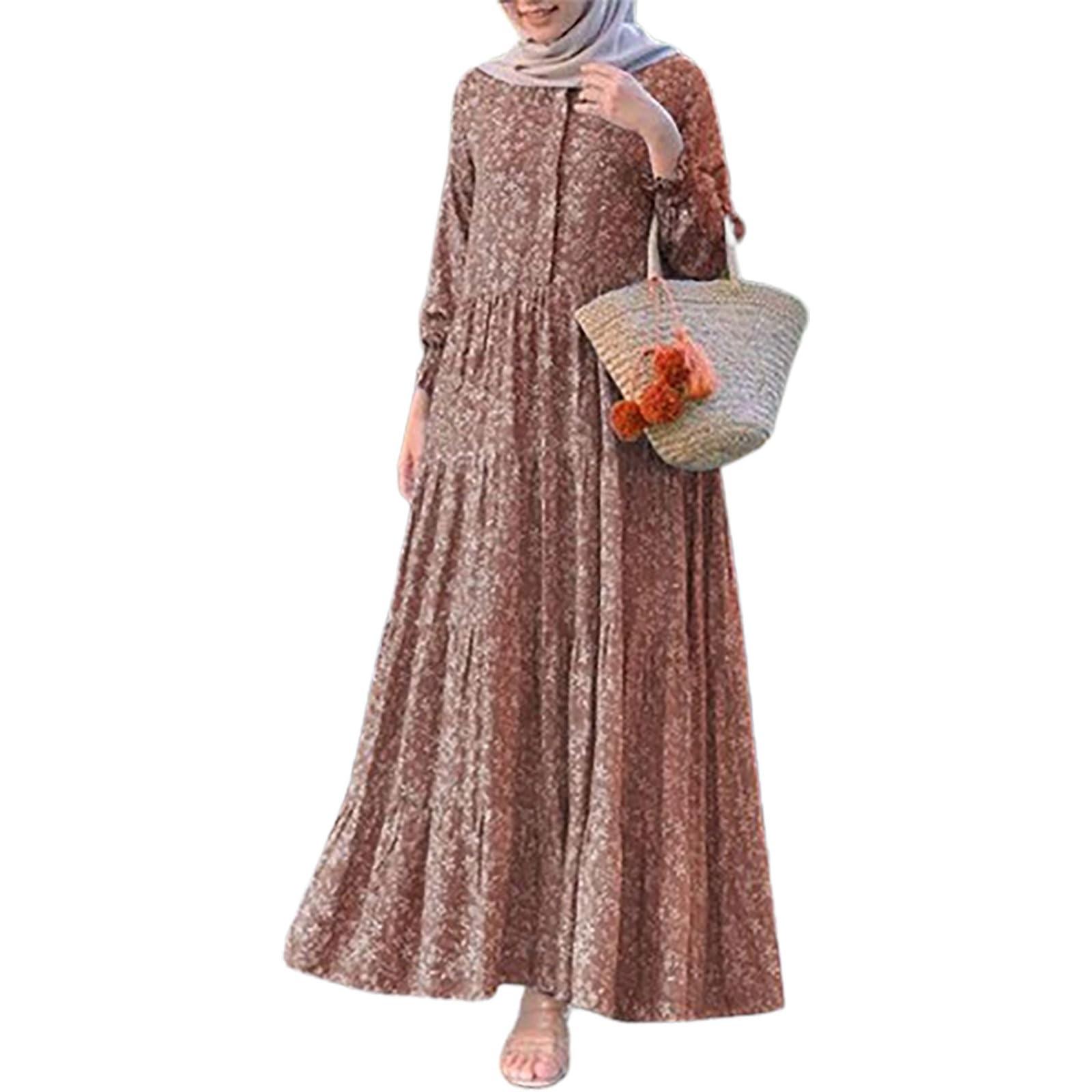 Жіноча мода повсякденні ґудзики круглий виріз довгими рукавами мусульманські квіткові сукні XXL винний
Жіноча мода повсякденні ґудзики круглий виріз довгими рукавами мусульманські квіткові сукні XXL винний