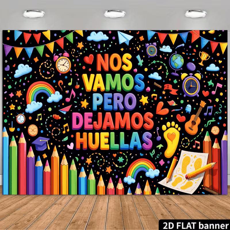 2D Preschool Graduation Backdrop Spanish Nos Vamos Pero Dejamos Huellas Party Banner 47.2x31.5inch/120*80cm
2D Preschool Graduation Backdrop Spanish Nos Vamos Pero Dejamos Huellas Party Banner 47.2x31.5inch/120*80cm