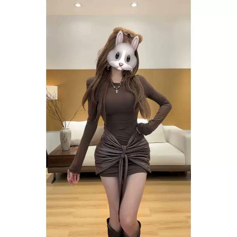 Autumn Sexy Tie-Up Pleated Bodycon Dress with Round Neck and Long Sleeves L
Autumn Sexy Tie-Up Pleated Bodycon Dress with Round Neck and Long Sleeves L