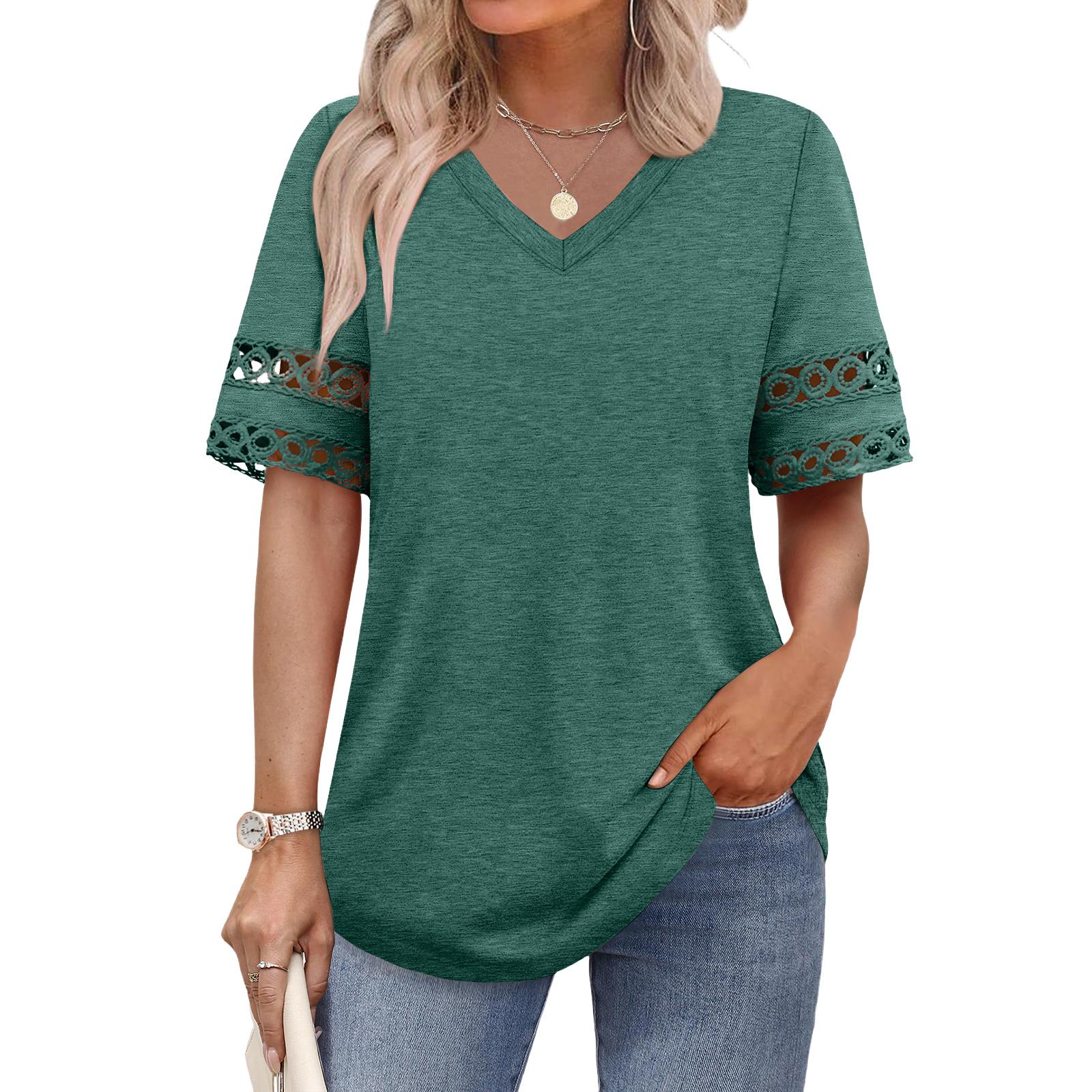 Womens Spring Tops V Neck Lace Sleeve Summer Shirts for Women Casual Loose Fit Blouse Womens Summer T Shirts Dressy Tops for Women XXL
Womens Spring Tops V Neck Lace Sleeve Summer Shirts for Women Casual Loose Fit Blouse Womens Summer T Shirts Dressy Tops for Women XXL