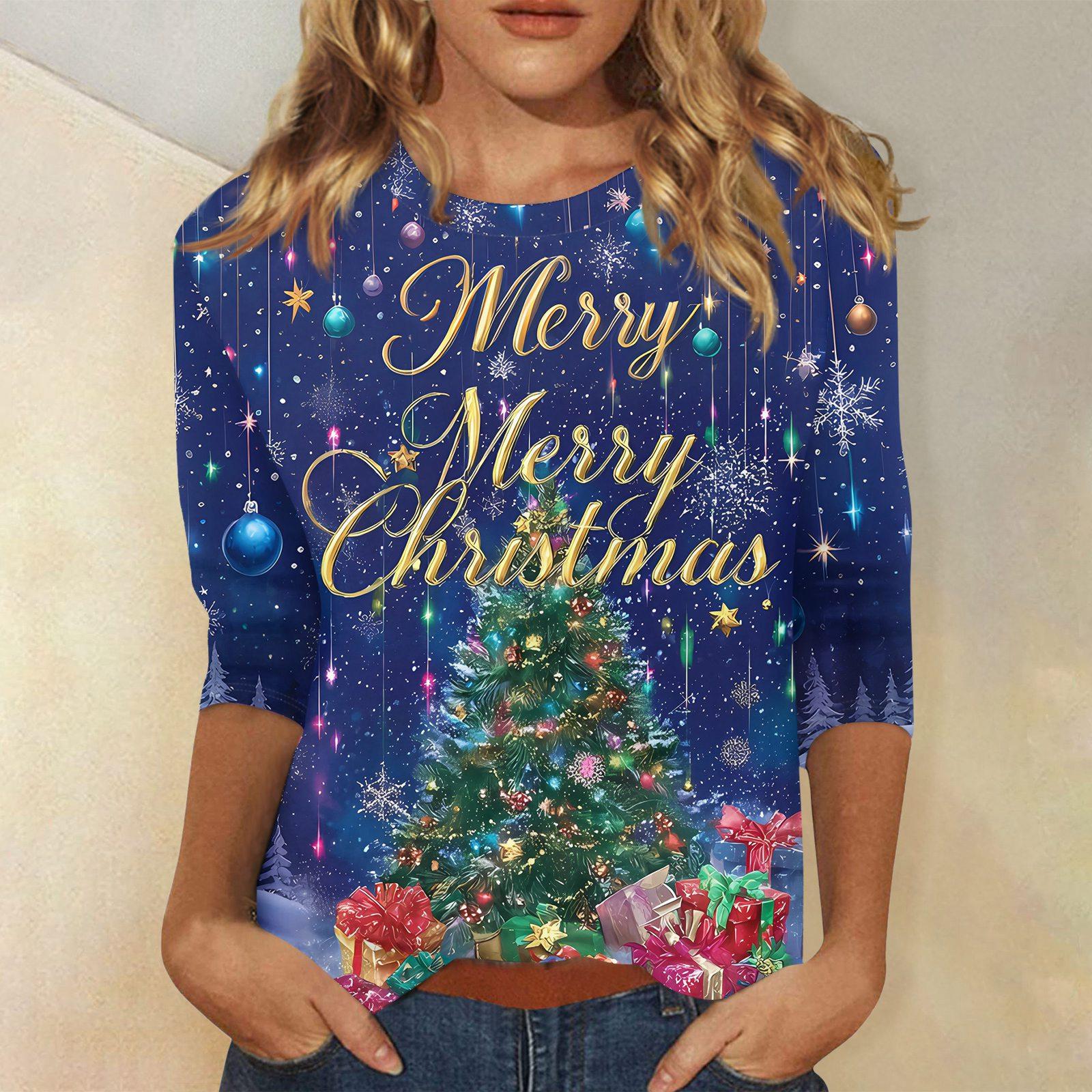 Женский модный повседневный пуловер с рукавом три четверти и рождественским принтом на воротнике L
Женский модный повседневный пуловер с рукавом три четверти и рождественским принтом на воротнике L