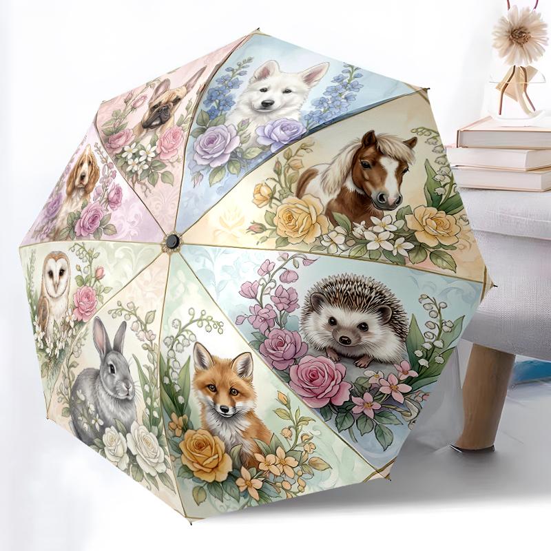 1pc Sturdy 8-Bone Auto Umbrella, Playful Squirrel And Rabbit Umbrella, Digital Printed, Foldable Umbrella for On-the-Go Outdoor Use
1pc Sturdy 8-Bone Auto Umbrella, Playful Squirrel And Rabbit Umbrella, Digital Printed, Foldable Umbrella for On-the-Go Outdoor Use