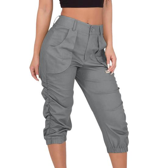 Pants Mid-Rise Relaxed-fit Solid Color Pure Colors Stretchy Elastic Waist Side Ruched Women Mid-calf Sports Pockets Cargo Pants Female Clothing XL сірий
Pants Mid-Rise Relaxed-fit Solid Color Pure Colors Stretchy Elastic Waist Side Ruched Women Mid-calf Sports Pockets Cargo Pants Female Clothing XL сірий