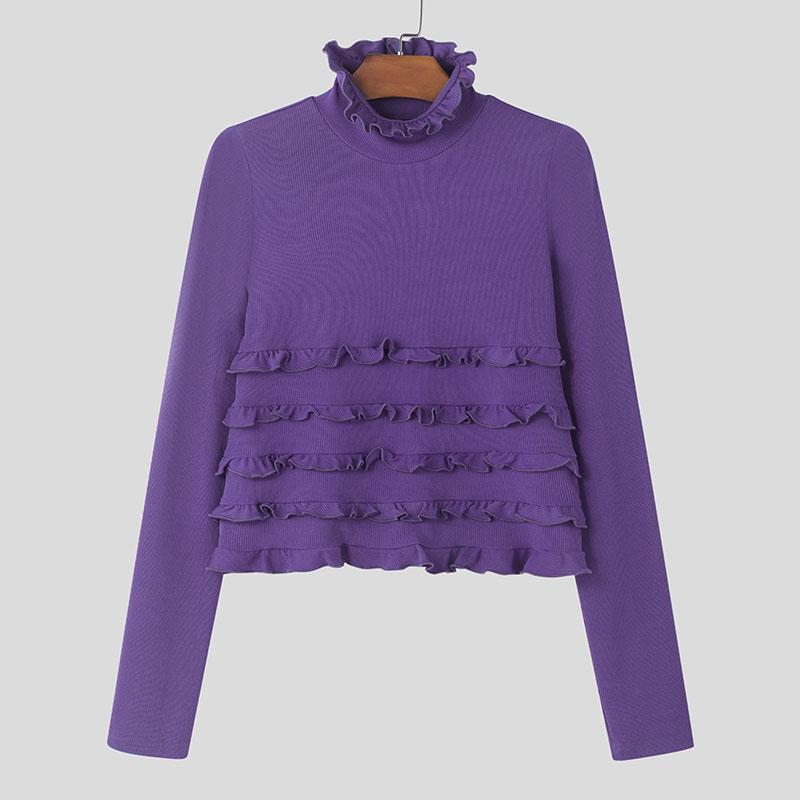 INCERUN Мужские топы с высоким воротом и длинным рукавом, облегающие, с оборками, короткие, майки M фиолетовый
INCERUN Мужские топы с высоким воротом и длинным рукавом, облегающие, с оборками, короткие, майки M фиолетовый