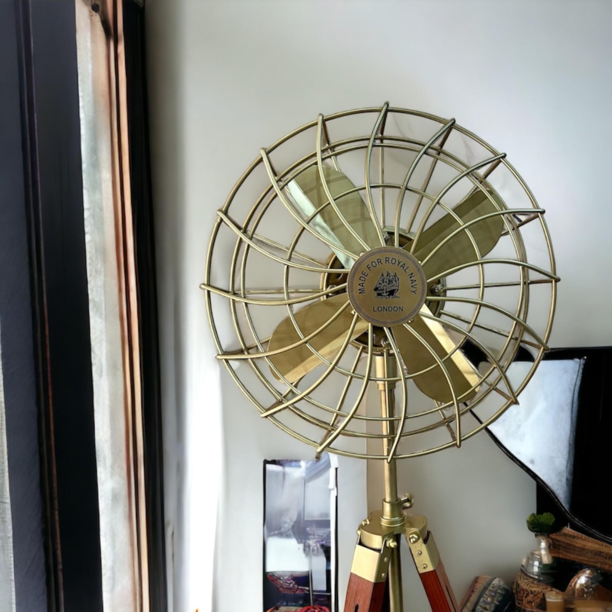 Pedestal Floor Fan on Adjustable Black Wooden Tripod | Retro Style Reproduction | Designer Fan for Home & Bedroom Décor
Pedestal Floor Fan on Adjustable Black Wooden Tripod | Retro Style Reproduction | Designer Fan for Home & Bedroom Décor