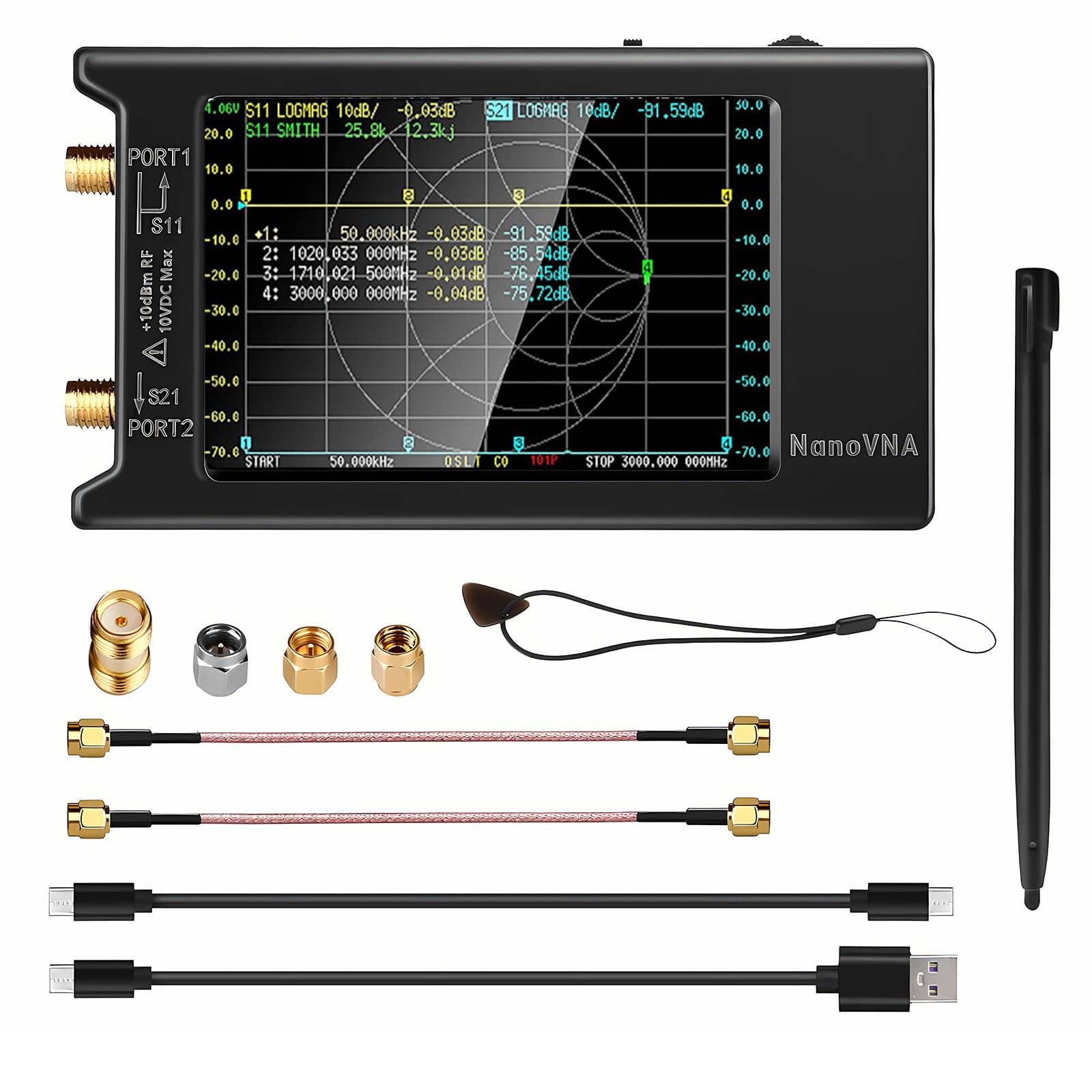 Векторна мережа 10 кГц HF VHF UHF Портативна антена 4-дюймовий сенсорний EEG S Smith Chart Measurement NanoVNA-H4 Analyzer, V4.3 -1.5GHz Analyzer, Screen, Meter,
Векторна мережа 10 кГц HF VHF UHF Портативна антена 4-дюймовий сенсорний EEG S Smith Chart Measurement NanoVNA-H4 Analyzer, V4.3 -1.5GHz Analyzer, Screen, Meter,