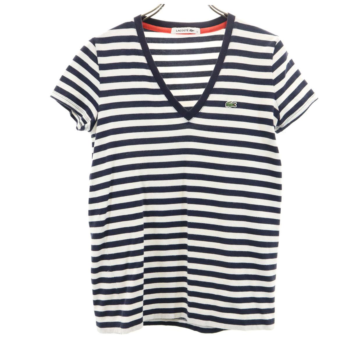 LACOSTE Border Pattern French sleeve V neck T-shirt 36 Navy Women Used
LACOSTE Border Pattern French sleeve V neck T-shirt 36 Navy Women Used