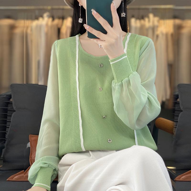 Элегантная женская блузка свободного кроя с длинным рукавом и О-образным вырезом с шифоновой отделкой One size зелёный
Элегантная женская блузка свободного кроя с длинным рукавом и О-образным вырезом с шифоновой отделкой One size зелёный