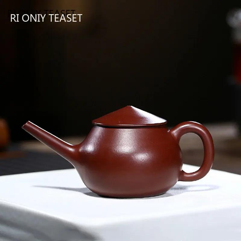 140ml Chinese Yixing Purple Clay Teapots Famous Artists Handmade Tea Pot Raw Ore Purple Red Mud Kettle Zisha Tea Set Teaware