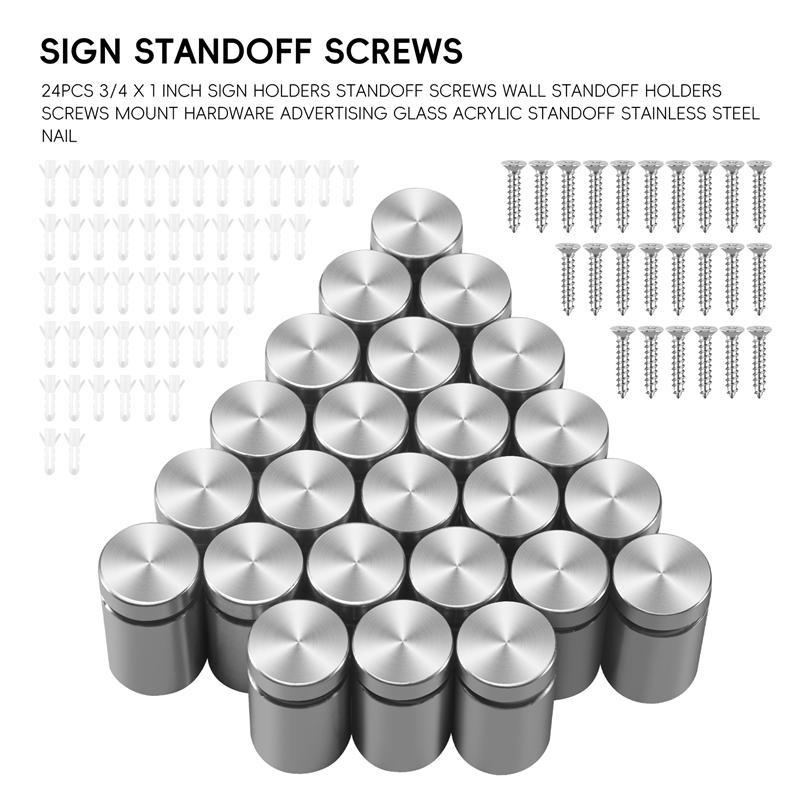 24Pcs 3/4 X 1 Inch Sign Holders Standoff Screws Wall Standoff Holders Screws Mount Hardware Advertising Glass Acrylic Standoff S срібний
24Pcs 3/4 X 1 Inch Sign Holders Standoff Screws Wall Standoff Holders Screws Mount Hardware Advertising Glass Acrylic Standoff S срібний