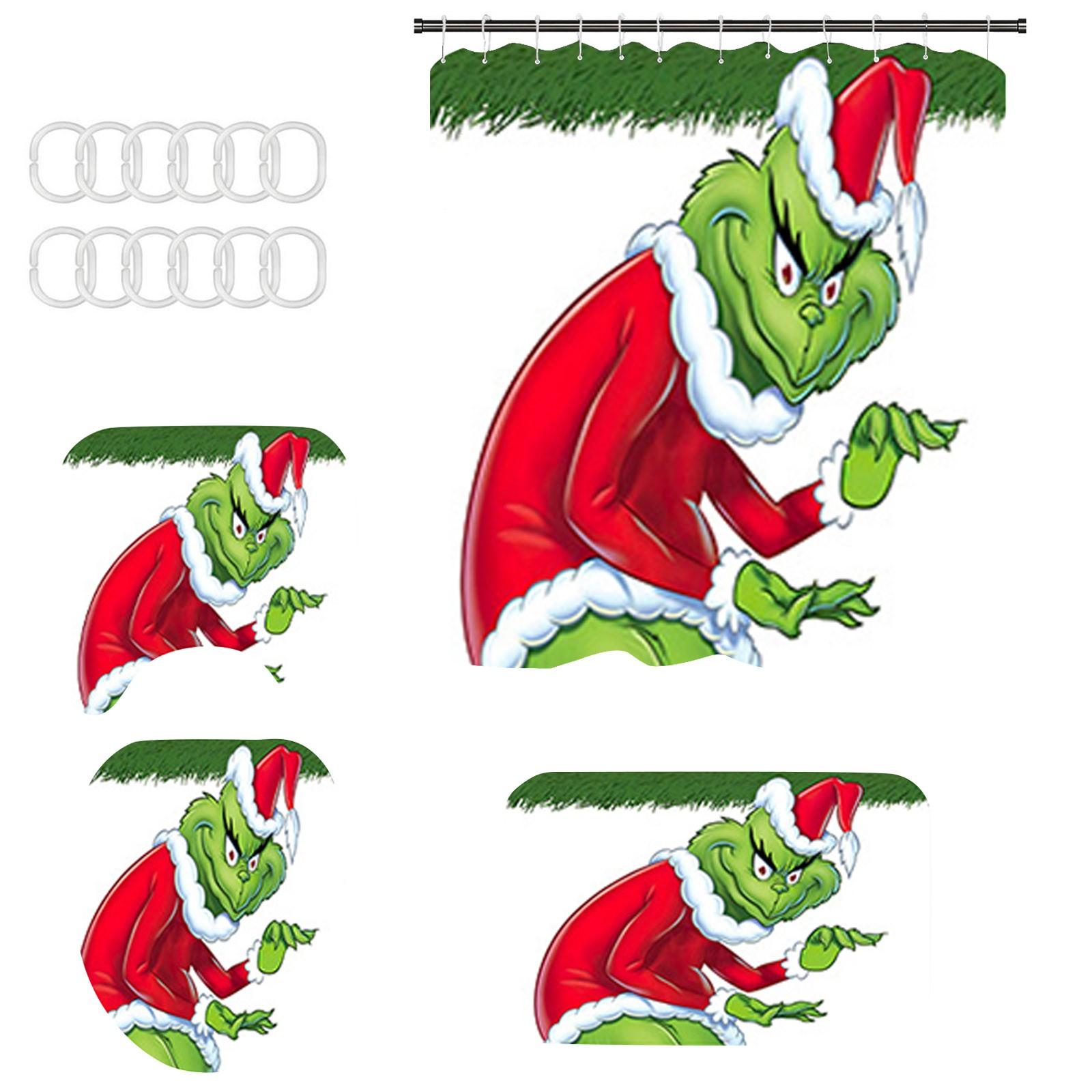 Christmas Themed Bathroom Set with Shower Curtain Toilet Lid Cover Bath Mat and Rug Holiday Ornament Print Ho Ho Ho Design
Christmas Themed Bathroom Set with Shower Curtain Toilet Lid Cover Bath Mat and Rug Holiday Ornament Print Ho Ho Ho Design