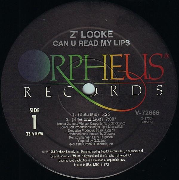 12inch Record Z LOOKE - Can U Read My Lips (Re-mixes Januar V72666 Orpheus Records 1989 US Soul/Funk Used
12inch Record Z LOOKE - Can U Read My Lips (Re-mixes Januar V72666 Orpheus Records 1989 US Soul/Funk Used