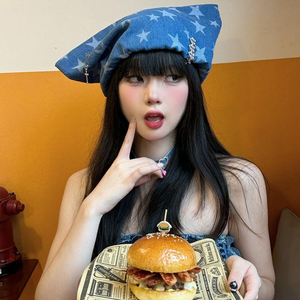 Star Denim Hat Y2K Cat Ear Beanie Cap Personalized Pullover Hat Streetwear світло-синій колір
Star Denim Hat Y2K Cat Ear Beanie Cap Personalized Pullover Hat Streetwear світло-синій колір