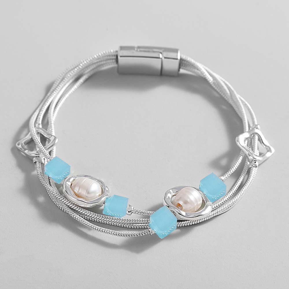 ALLYES Charm Two Tone Metal Tube Beads Bracelet Multilayer Silver Color Snake Chain Bangles Bracelets Men Female Jewelry Gifts
ALLYES Charm Two Tone Metal Tube Beads Bracelet Multilayer Silver Color Snake Chain Bangles Bracelets Men Female Jewelry Gifts
