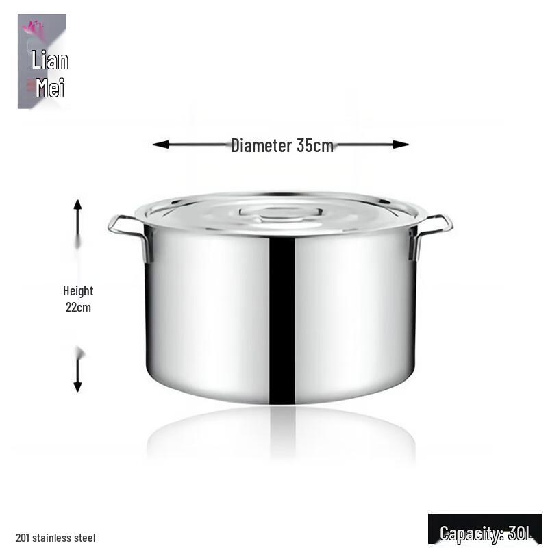 Lianmei Commercial 201 Stainless Steel Stockpot with Lid, 35x22cm
Lianmei Commercial 201 Stainless Steel Stockpot with Lid, 35x22cm