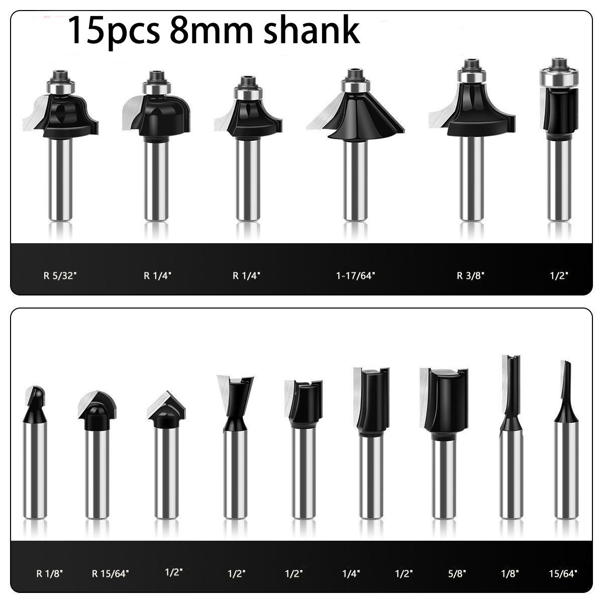 15PCS 12PCS 8MM Shank Tungsten Carbide Router Bits Set - Wood Trimming, Engraving, Grooving & Edge Profiling Cutter 15PCS
15PCS 12PCS 8MM Shank Tungsten Carbide Router Bits Set - Wood Trimming, Engraving, Grooving & Edge Profiling Cutter 15PCS