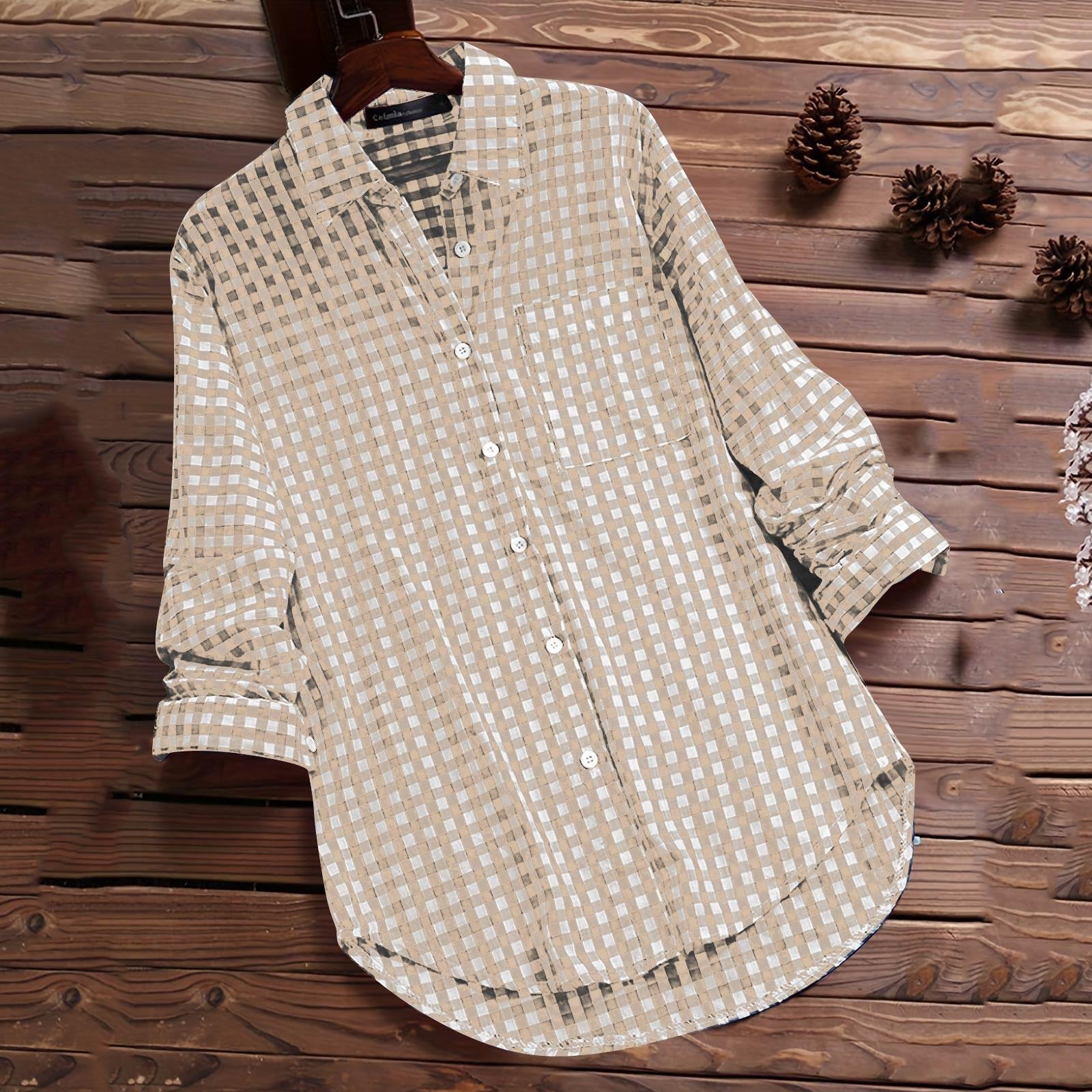 Женская повседневная модная рубашка с длинным рукавом и лацканами в клетку в винтажном стиле M хаки
Женская повседневная модная рубашка с длинным рукавом и лацканами в клетку в винтажном стиле M хаки