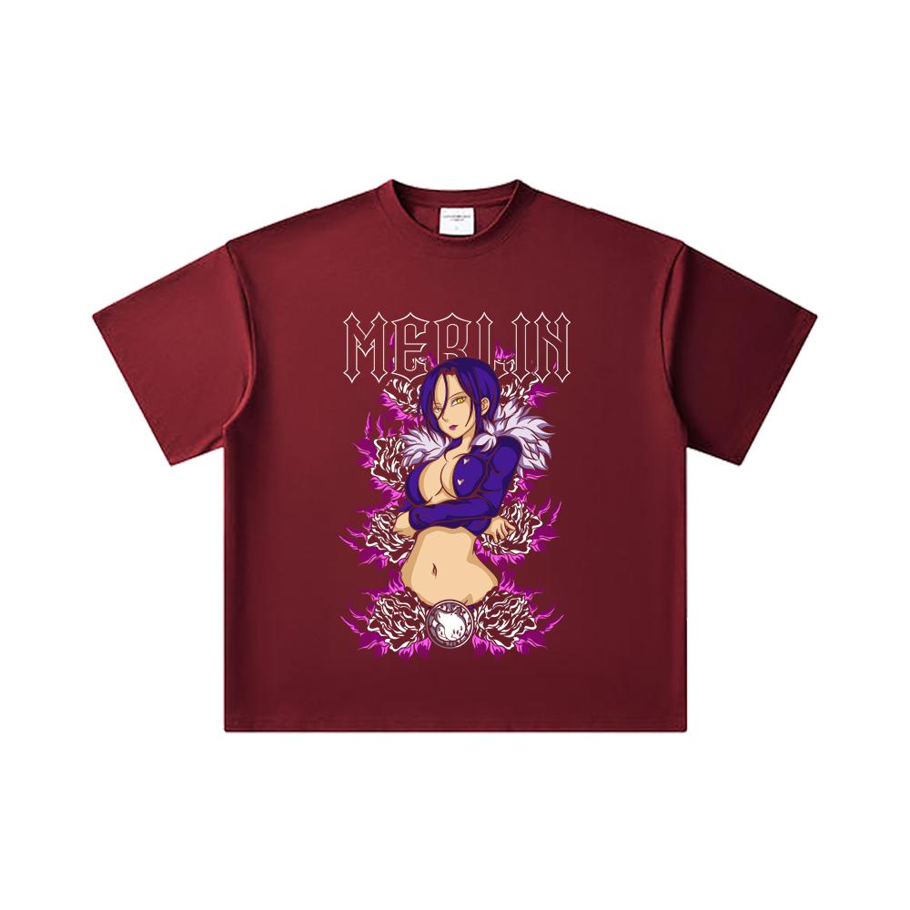 260 GSM Double Yarn 32 Count 100% Cotton Seven Deadly Sins V8 Merlin Print Unisex Heavy Cotton T Shirt 2XL вина червоного кольору
260 GSM Double Yarn 32 Count 100% Cotton Seven Deadly Sins V8 Merlin Print Unisex Heavy Cotton T Shirt 2XL вина червоного кольору