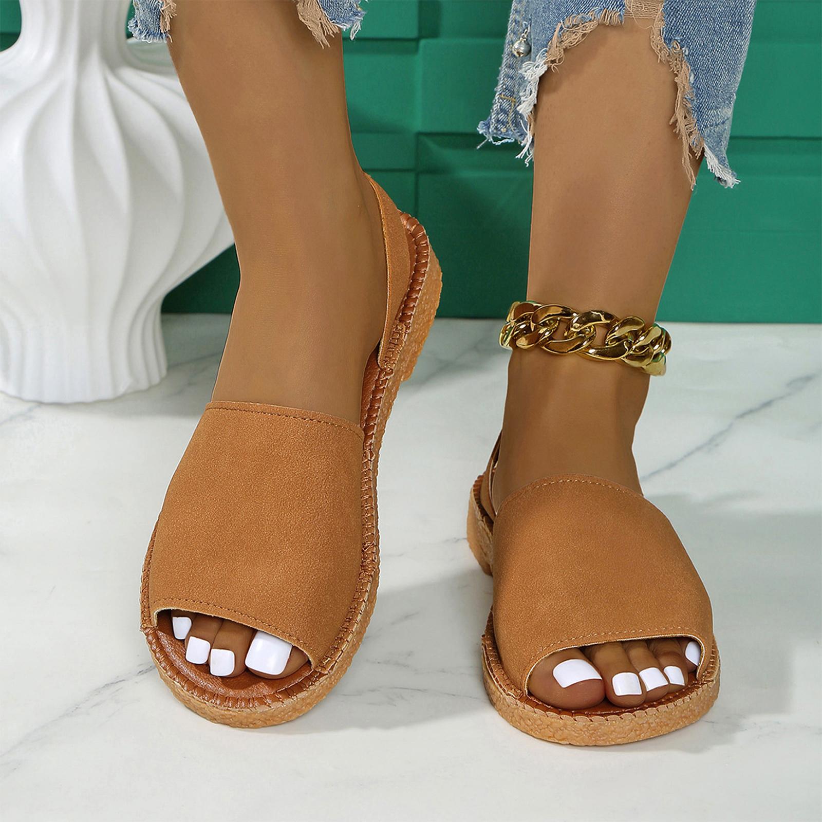 Summer women s open toed flat casual sandals 43 світло-коричневого кольору
Summer women s open toed flat casual sandals 43 світло-коричневого кольору