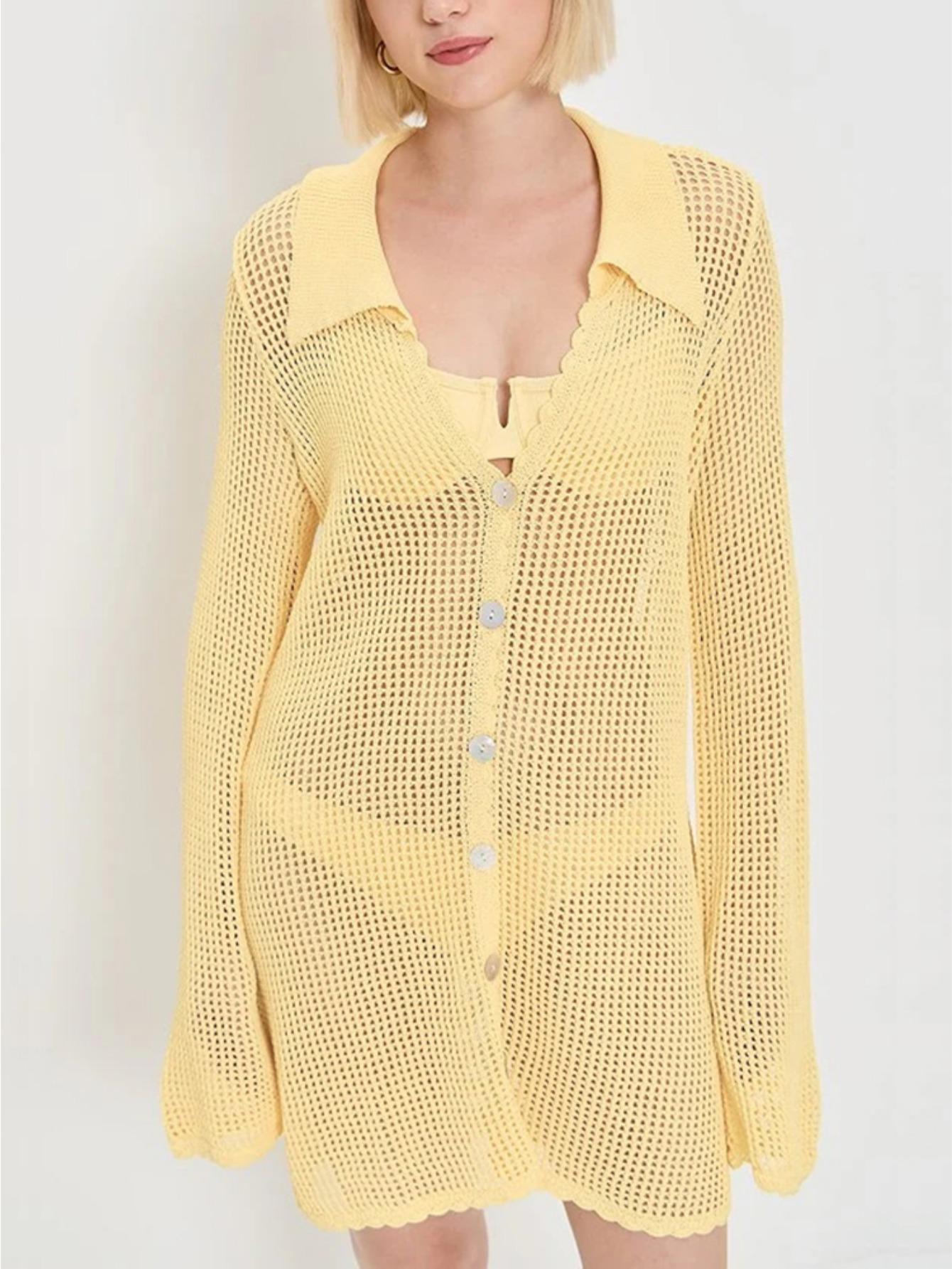 Лето 2025 Женский Свободный Кардиган-Накидка на Пуговицах с V-образным Вырезом Сексуальное Вязаное Сетчатое Пляжное Платье Накидка для Купальника Повседневная Отпускная Одежда K187 L жёлтый
Лето 2025 Женский Свободный Кардиган-Накидка на Пуговицах с V-образным Вырезом Сексуальное Вязаное Сетчатое Пляжное Платье Накидка для Купальника Повседневная Отпускная Одежда K187 L жёлтый