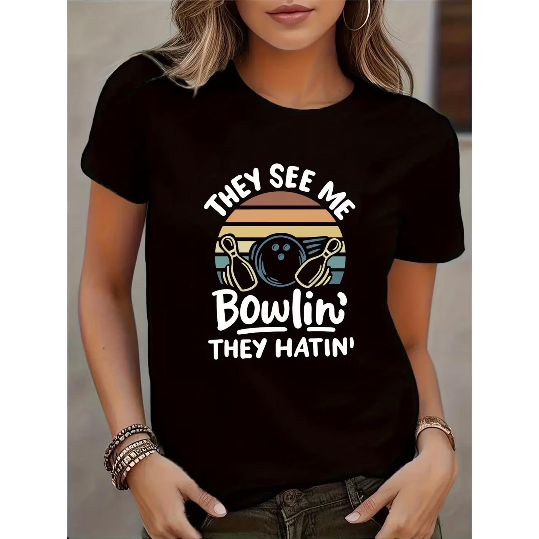 Casual Short-Sleeved T-Shirt for Women - Features A Black Bowling Graphic Print with The Slogan They See Me Rollin They Hatin XXL чорний
Casual Short-Sleeved T-Shirt for Women - Features A Black Bowling Graphic Print with The Slogan They See Me Rollin They Hatin XXL чорний