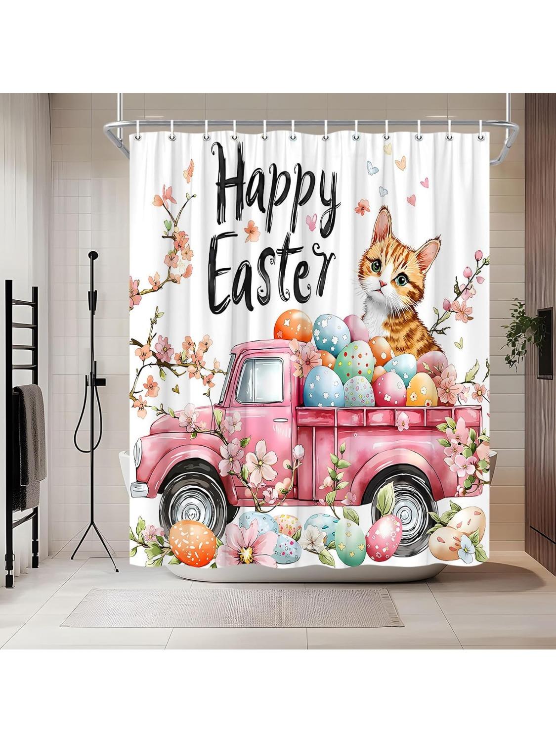 Easter Cat Shower Curtain Truck Cute Colorful Eggs Cats Spring Flower Cherry Bloosm Farmhouse Rustic Kitty Pet Floral Shower W60H190(CM)-1 Pcs
Easter Cat Shower Curtain Truck Cute Colorful Eggs Cats Spring Flower Cherry Bloosm Farmhouse Rustic Kitty Pet Floral Shower W60H190(CM)-1 Pcs
