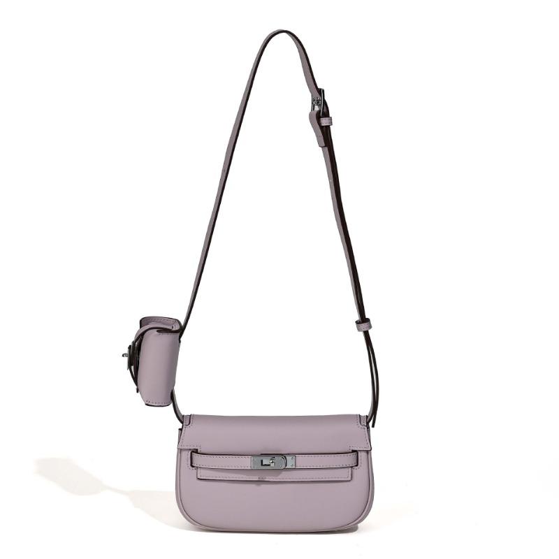 Кожаная сумка-седло женская новая модная универсальная сумка-мессенджер сумка для мамы легкая роскошь нишевая высококлассная полукруглая сумка 20*7*11cm светло-фиолетовый